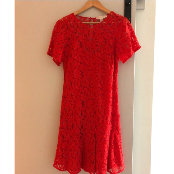 michael kors red lace dress